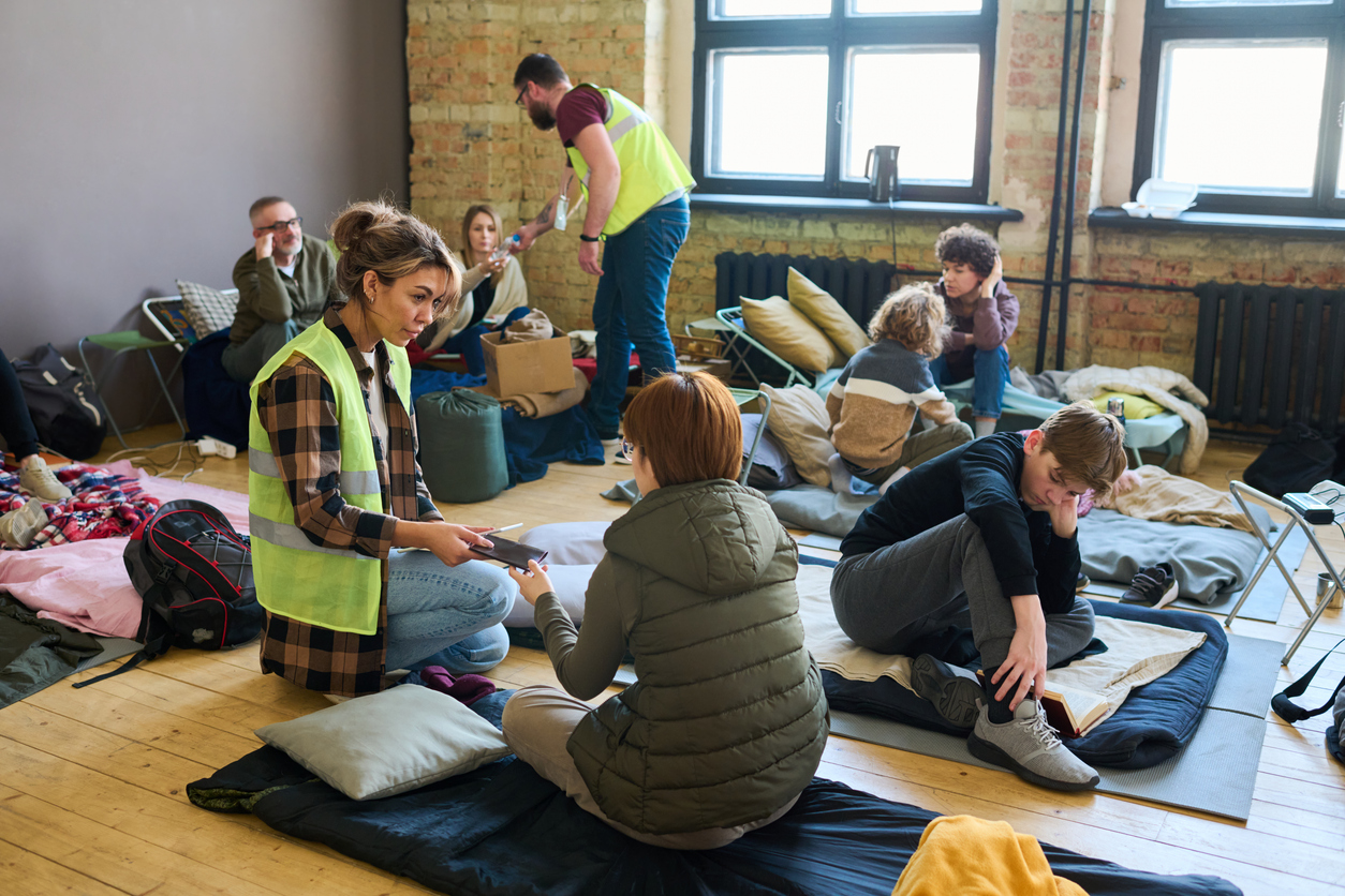 Volunteers at a shelter